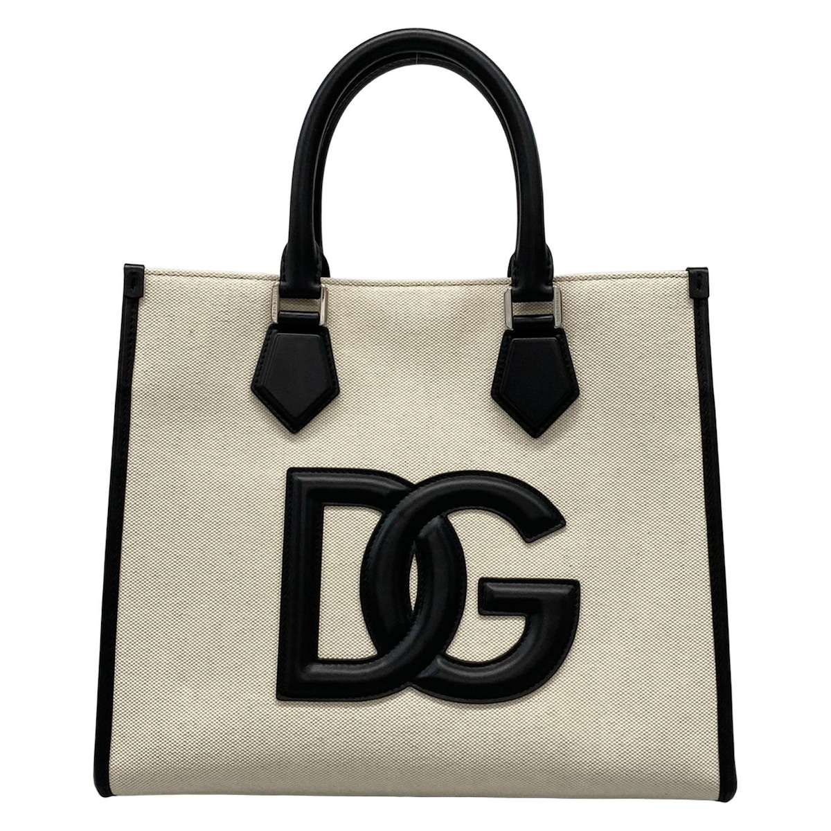 【中古】DOLCE&GABBANA(ドルチェアンドガッバーナ) トートバッグ アイボリー×黒 レザー