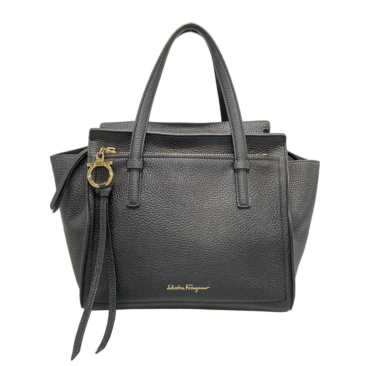 【中古】FERRAGAMO/SalvatoreFerragamo(サルバトーレフェラガモ) エイミー ハンドバッグ 黒 レザー
