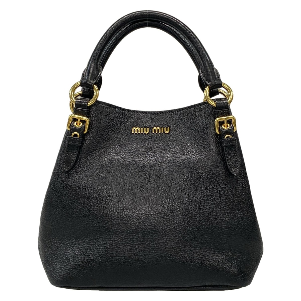 【中古】miumiu(ミュウミュウ) ハンドバッグ 黒 レザー