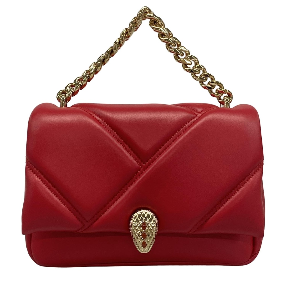 【新着】【中古】BVLGARI(ブルガリ) セルペンティ フォーエバー ハンドバッグ ミニバッグ/チェーンハンドル レッド レザー
