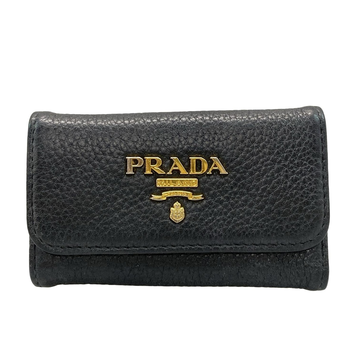 【中古】PRADA(プラダ) キーケース 6連フック 黒 レザー