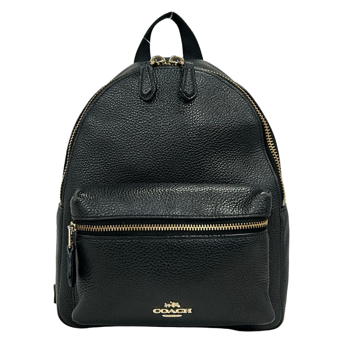 【新着】【中古】COACH(コーチ職) ミニ チャーリー ペブルレザー 背嚢・うしろ側容器に並べる 背嚢 黒 なめし革