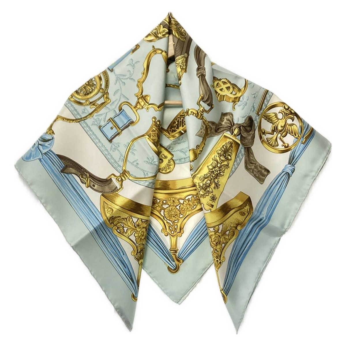 エルメス HERMESカレ90 ETRIERS スカーフ HERMES(エルメス) Carres 90 ”ETRIERS” カレ 90 グリーン×ゴールド 鐙