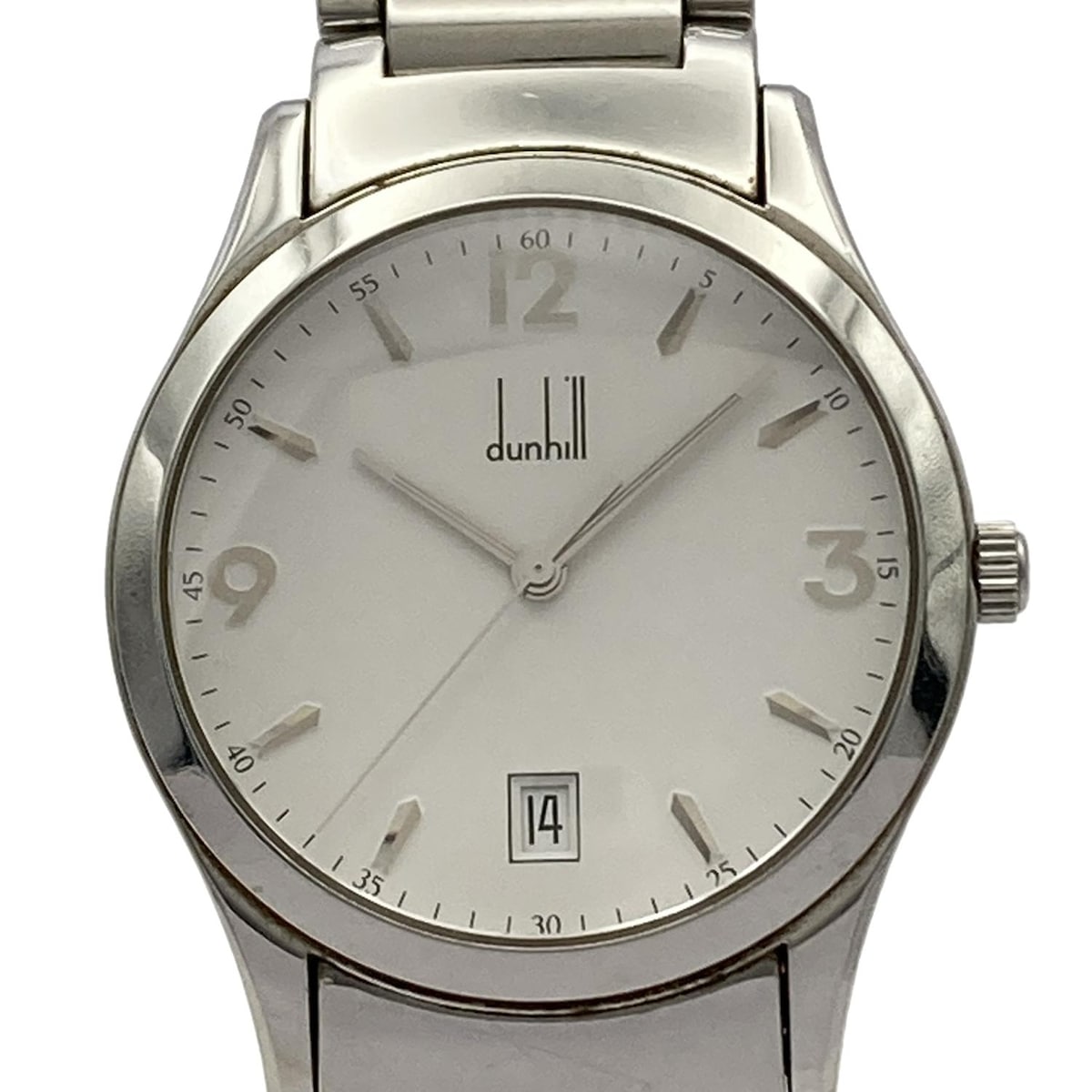 【超希少】ダンヒル　8051 クォーツ　箱付　ホワイト　デイト 超希少】ダンヒル 8051 クォーツ 箱付 ホワイト デイト