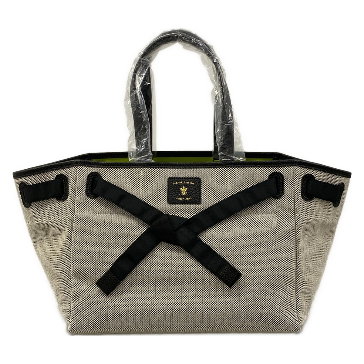 【中古】AccessoiresDeMademoiselle(ADMJ)(アクセソワ・ドゥ・マドモワゼル) トートバッグ ライトグレー×黒 レザー|ブランディア 店