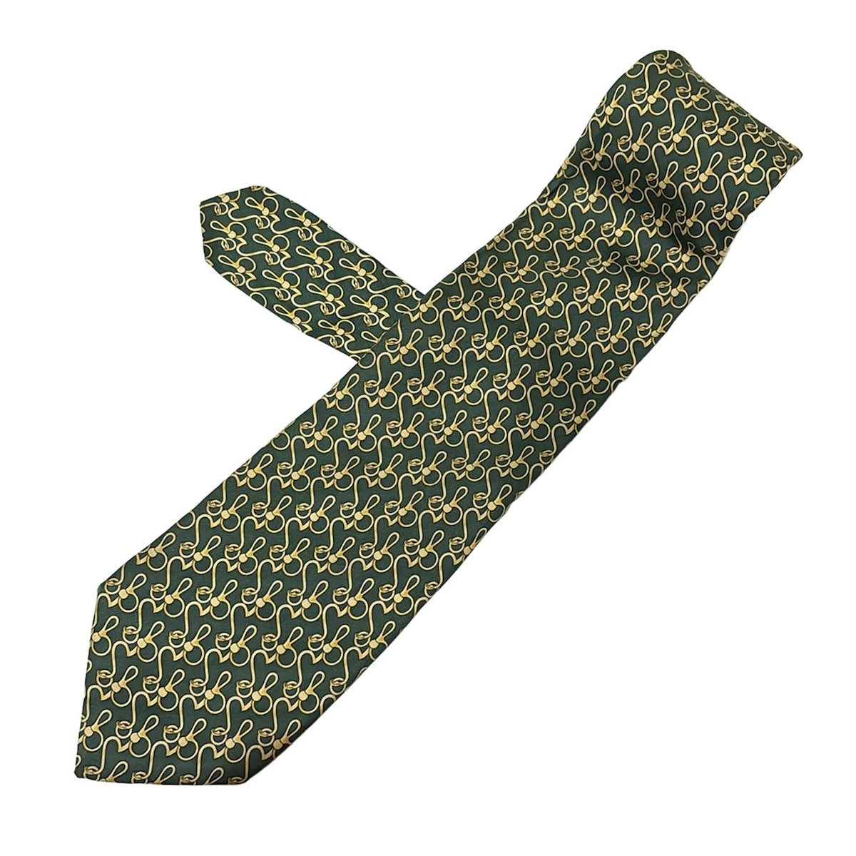 中古 フェンディ ネクタイ シルク グリーン オレンジ 紳士 おしゃれ