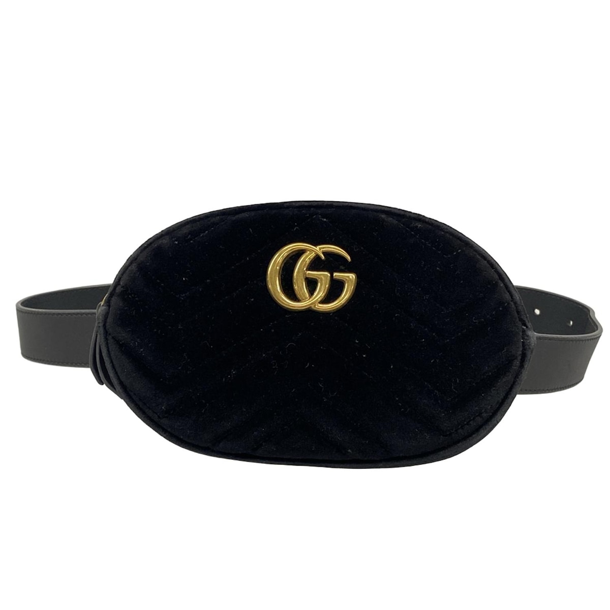 【新着】【中古】GUCCI(グッチ) GGマーモント ウエストポーチ 黒 レザー
