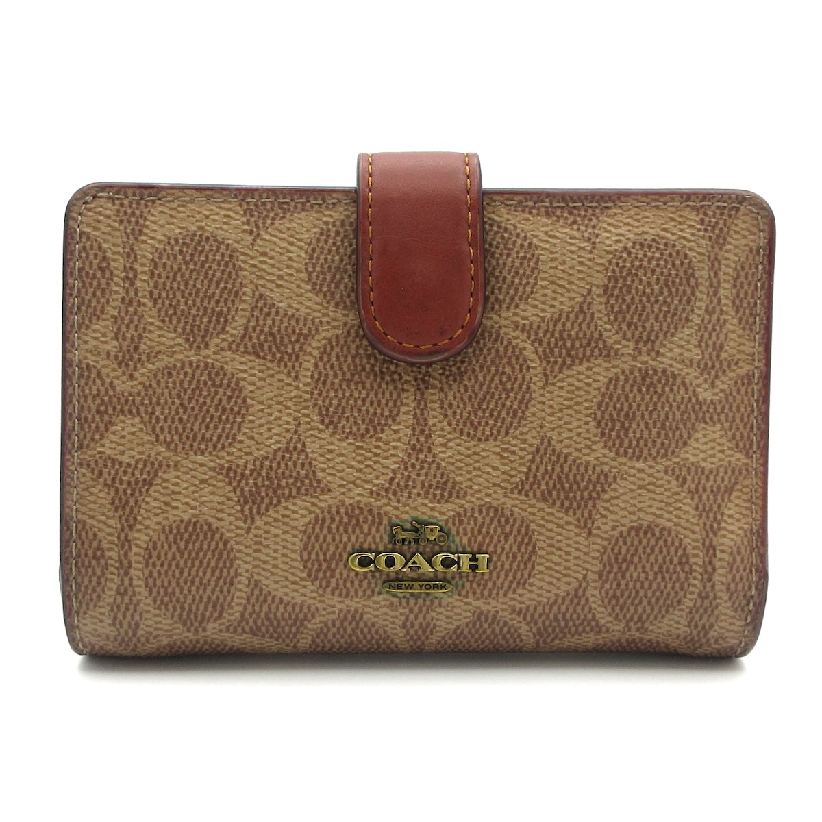 楽天市場】【中古】 美品 コーチ COACH 二つ折り 財布 馬車柄 ブラウン