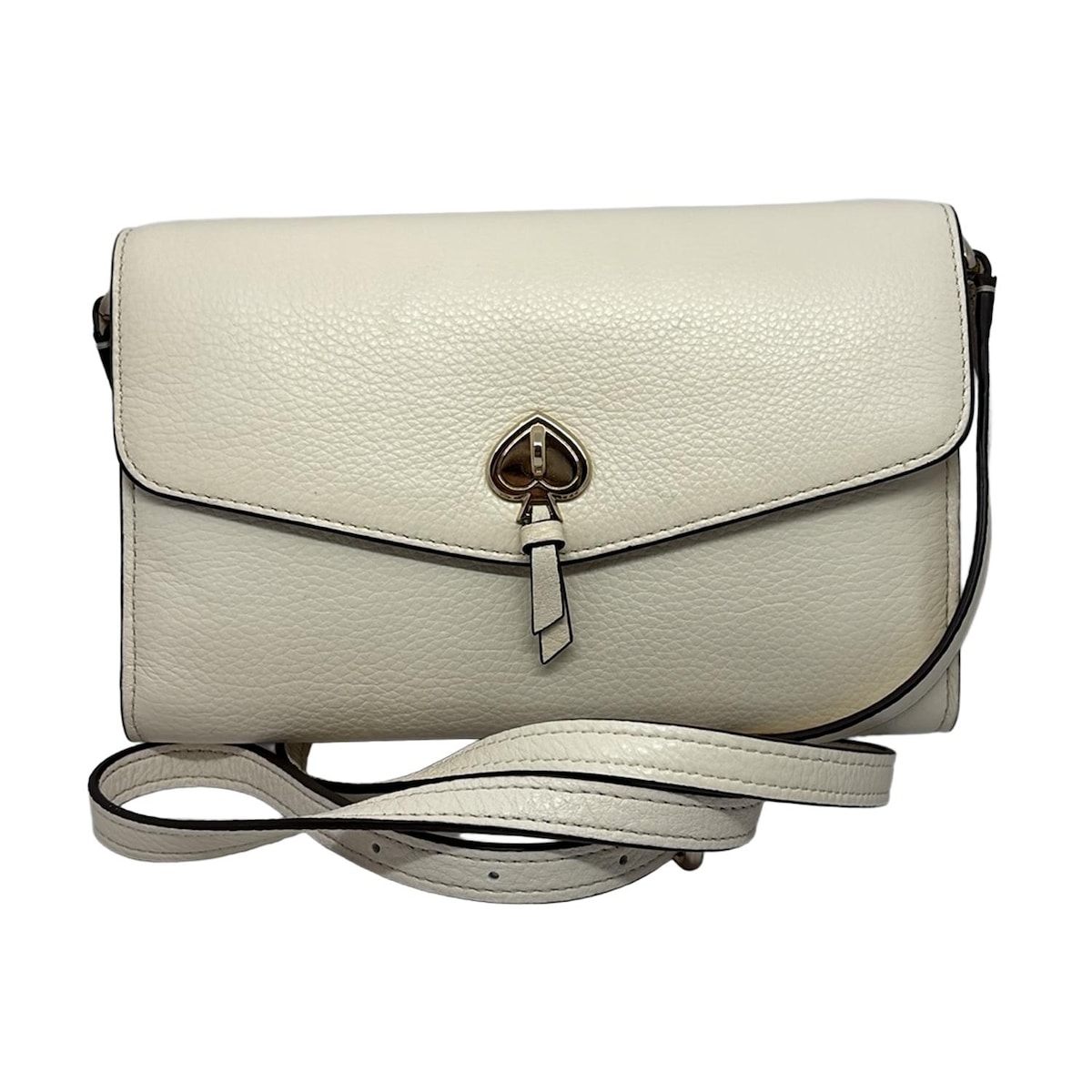【中古】Kate spade(ケイトスペード) マーティ ウォレット クロスボディ 財布 ショルダーウォレット アイボリー レザー