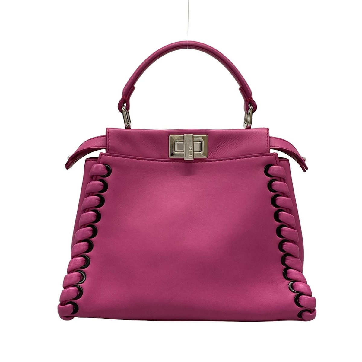 【新着】【中古】FENDI(フェンディ) ピーカブーアイコニックスモール ハンドバッグ ピンク レザー