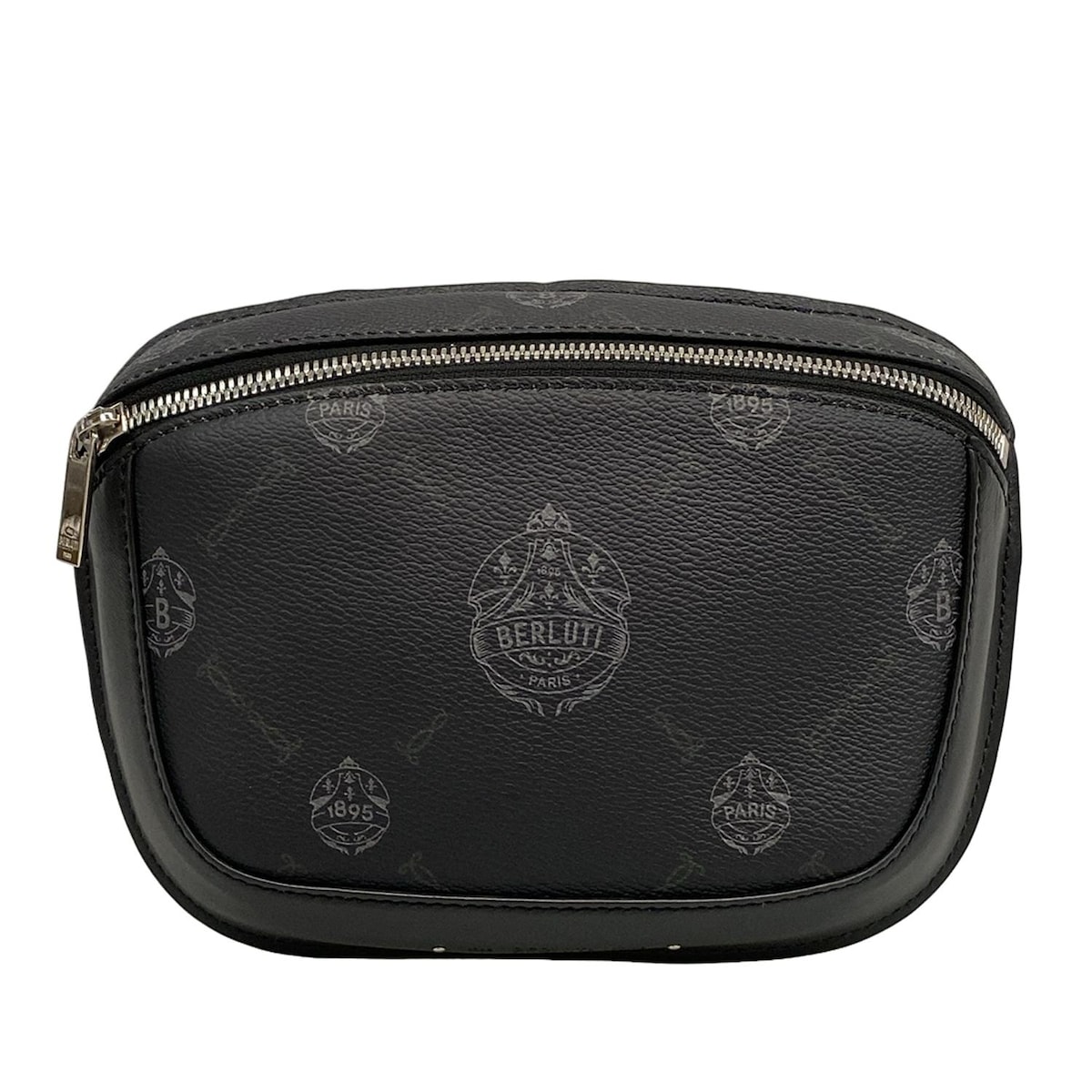 【中古】berluti(ベルルッティ) ウエストポーチ Vマークあり 黒×グレー×ダークブラウン レザー