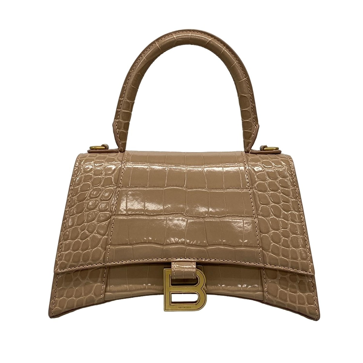 【新着】【中古】BALENCIAGA(バレンシアガ) アワーグラス トップハンドル スモール ハンドバッグ 型押し加工 ピンクベージュ 67,428円