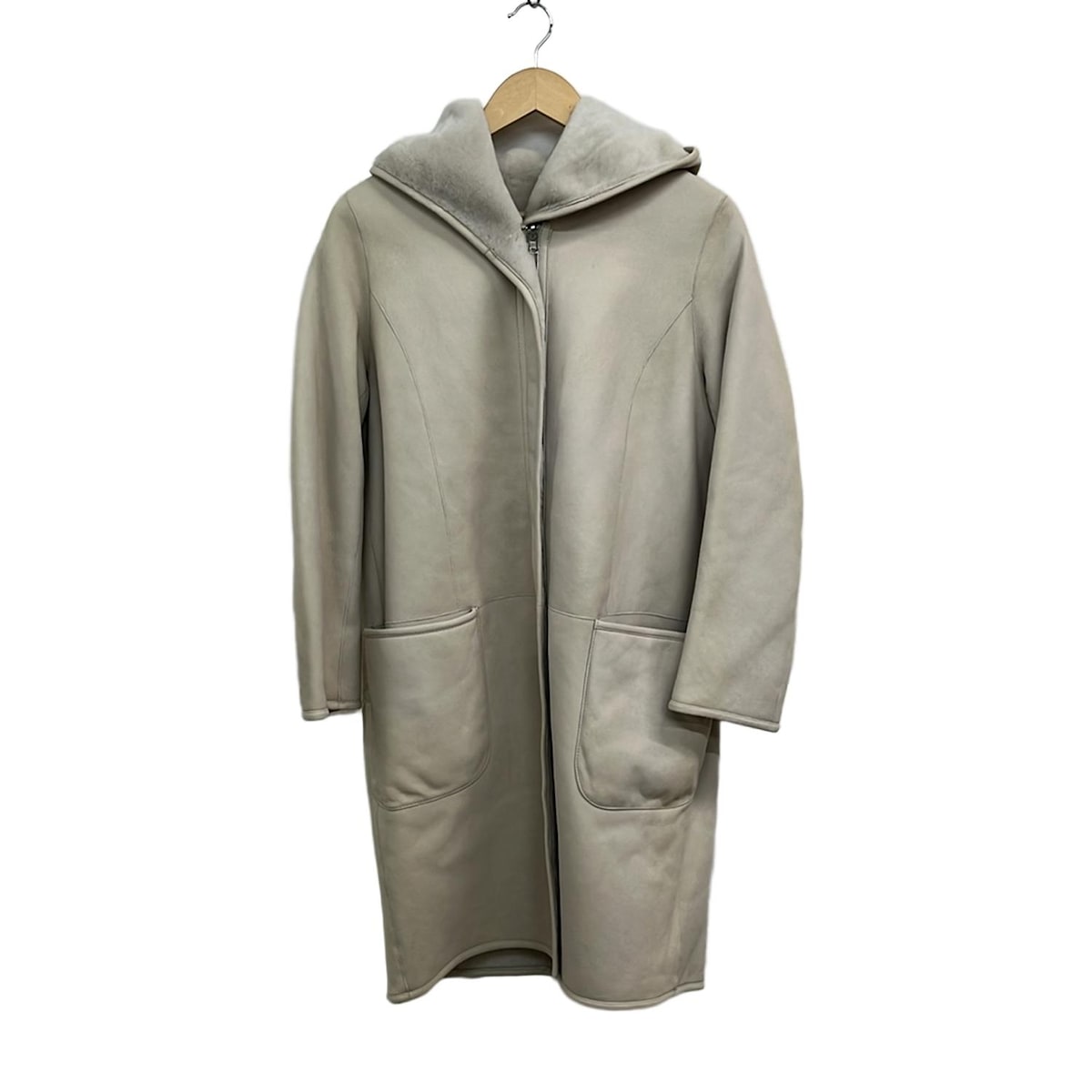 【中古】Pelley Lusso(ペレリールッソ) コート 長袖/ムートン/冬 アイボリー