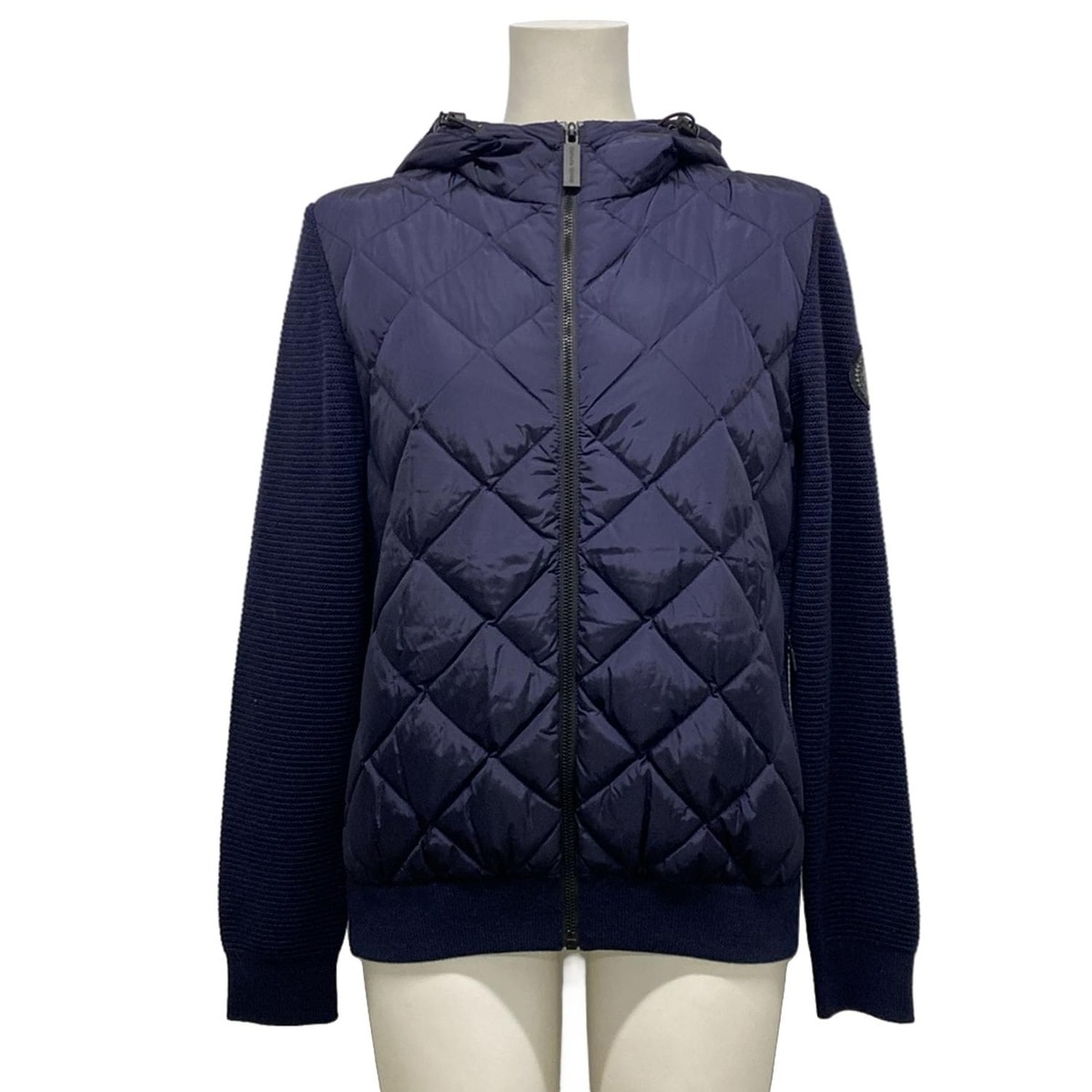 【新着】【中古】CANADA GOOSE(カナダグース) ハイブリッジ キルテッド ニット ダウン フーディー ブルゾン 長袖/ダウン/フェザー/ニット/キルティング/ジップアップ/秋/冬 ダークネイビー コットン、ウール、ダウン