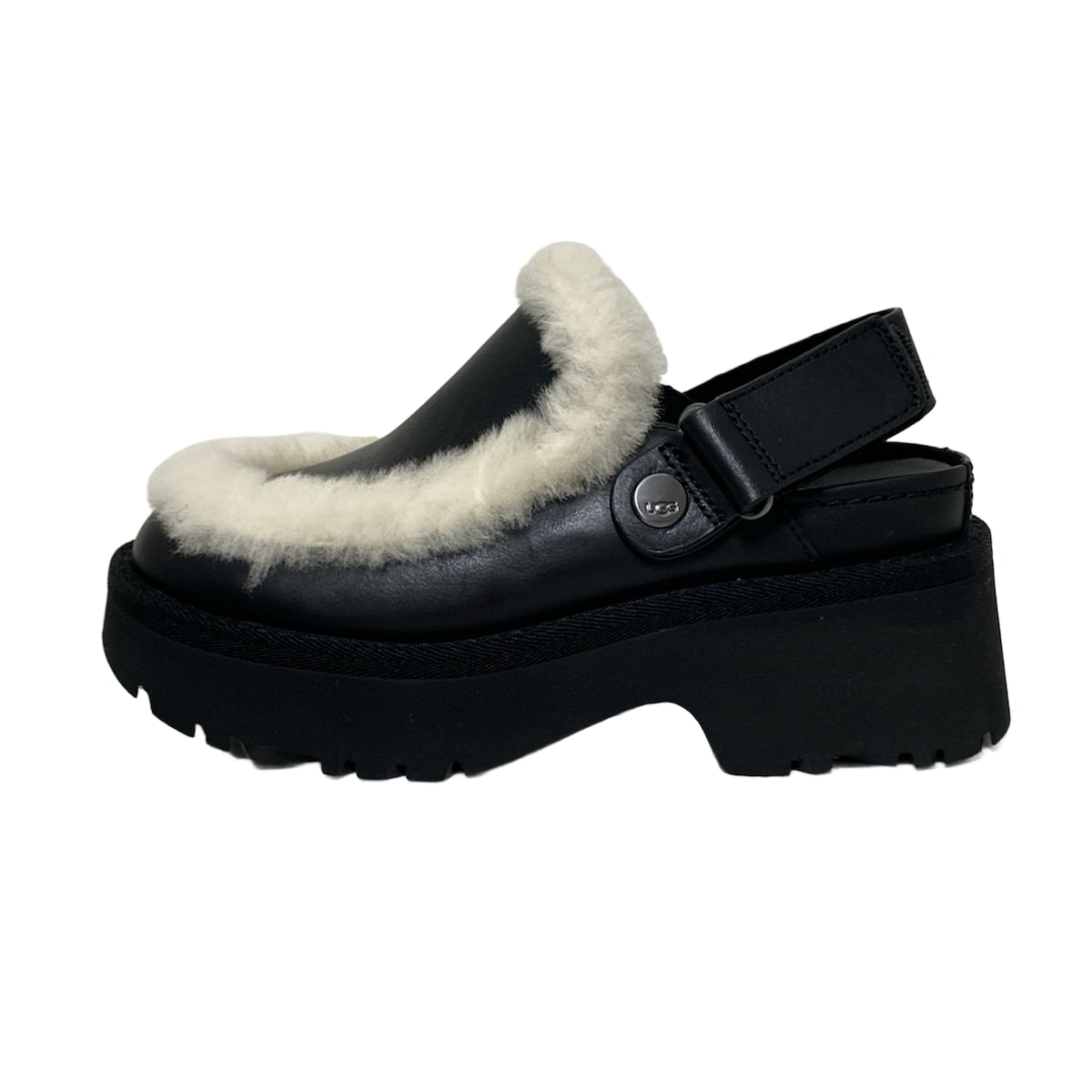【中古】UGG(アグ) エスミー レザー クロッグ サンダル 黒×白 レザー