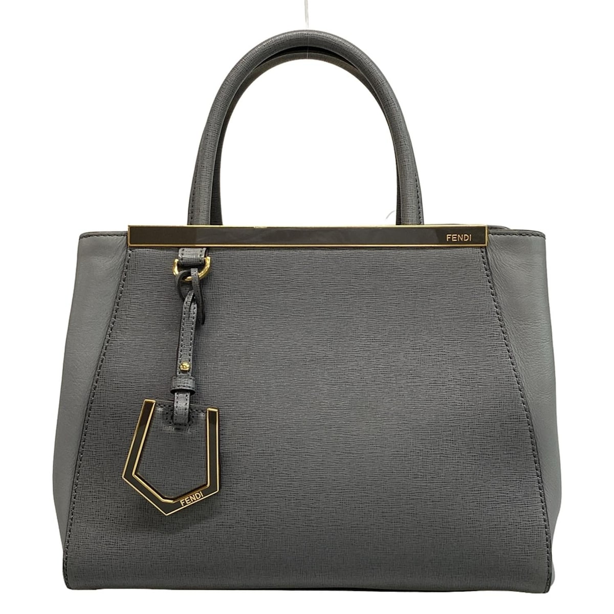 【中古】FENDI(フェンディ) プチトゥージュール ハンドバッグ グレー レザー