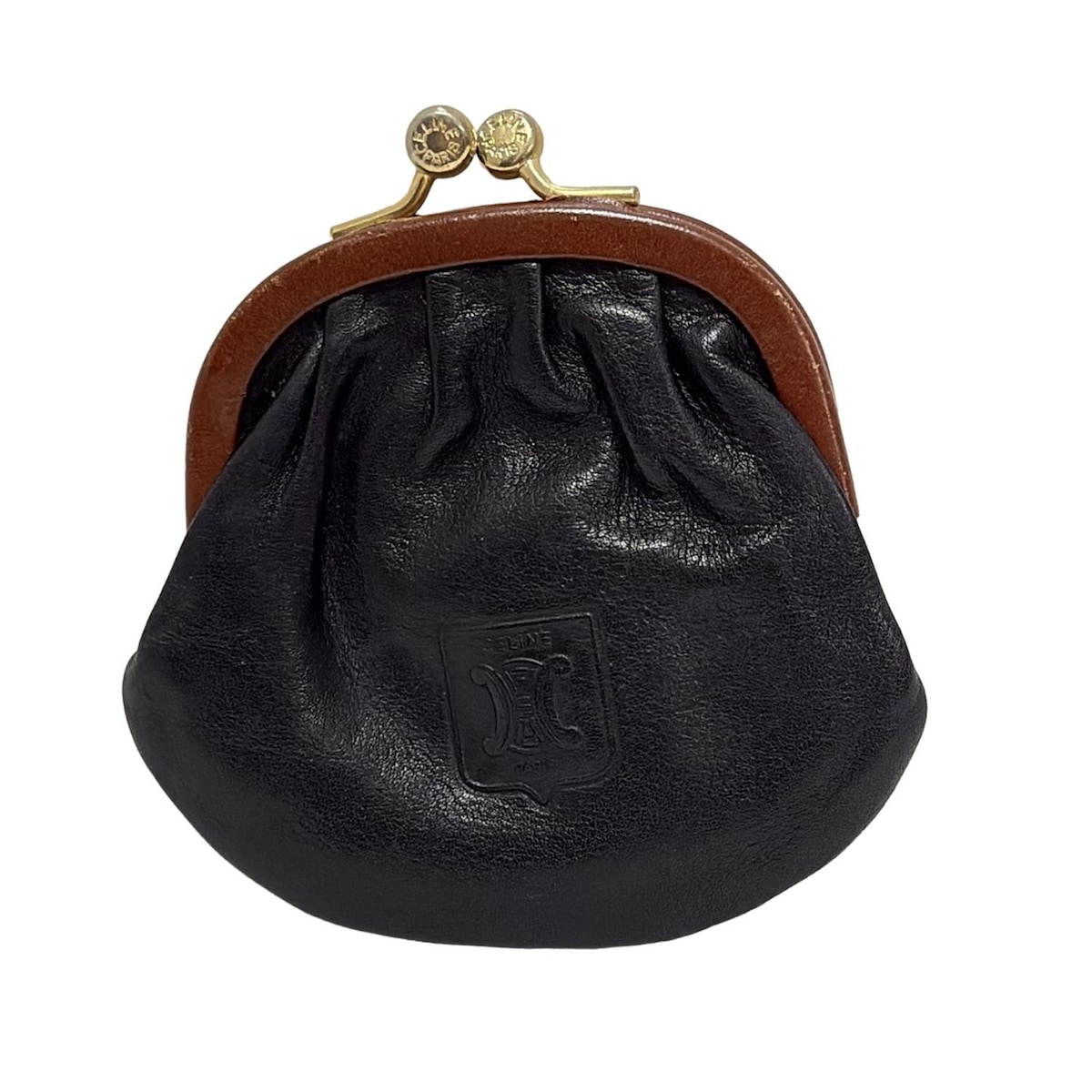 希少品★CELINE セリーヌケース がま口 小銭入れ オールドセリーヌ セリーヌ CELINE ☆ ヴィンテージ レザーコンビ がま口 小銭入れ