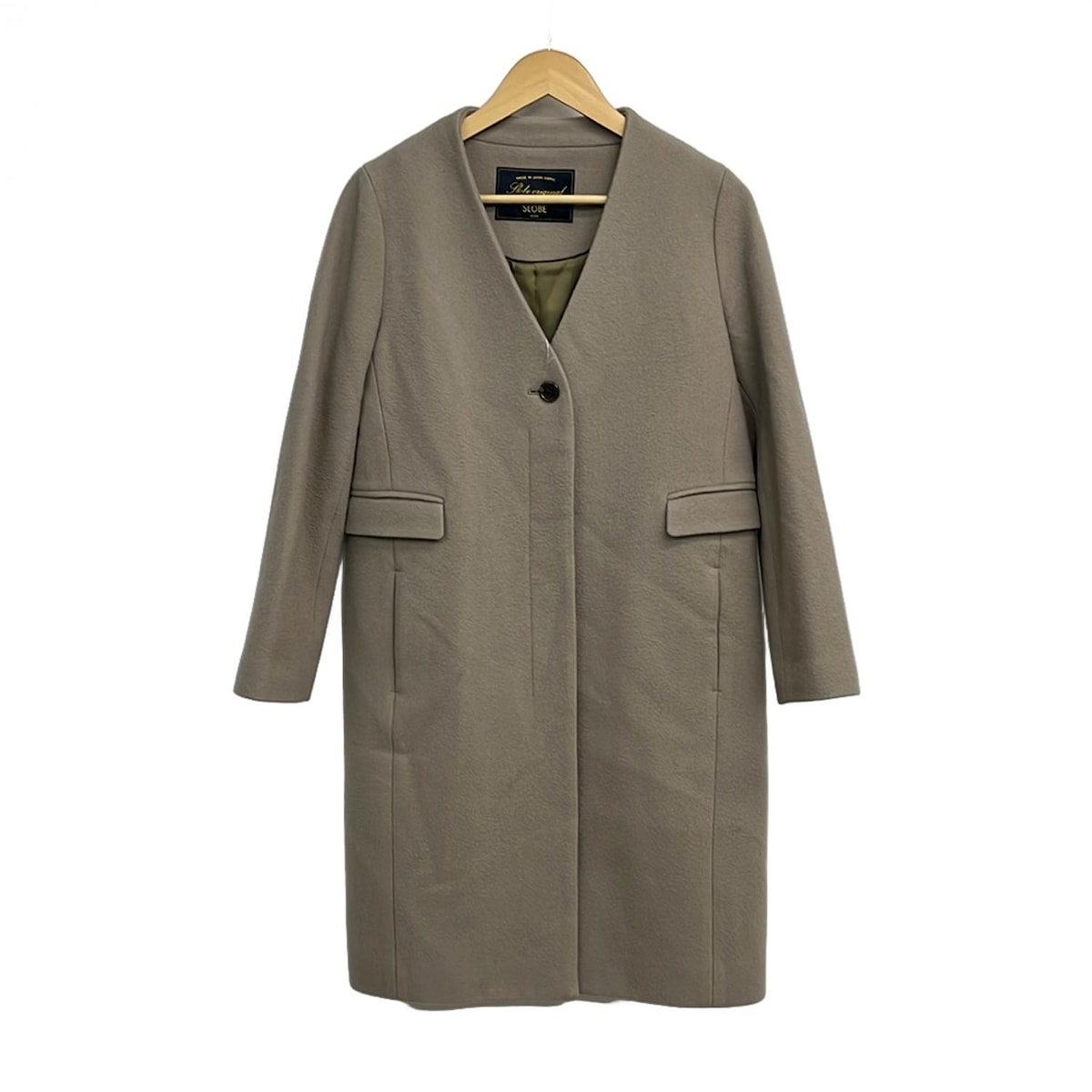 スローブイエナ　ウールダブルモッサ ノーカラーショートコート36 ウールダブルモッサ ノーカラーショートコート | スローブ イエナ