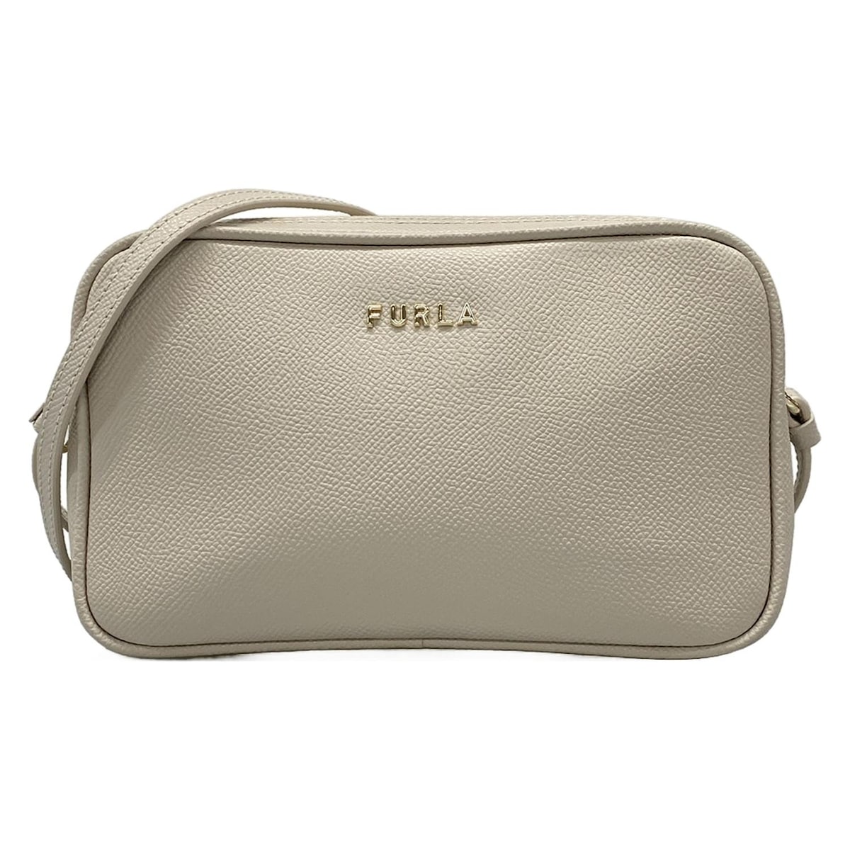 【新着】【中古】FURLA(フルラ) ショルダーバッグ ライトグレー レザー