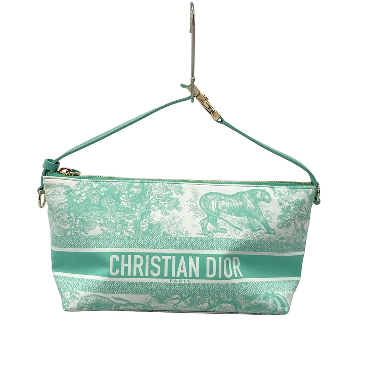 【中古】DIOR/ChristianDior(ディオール/クリスチャンディオール) DiorTravel ノマドポーチ ミディアム ポーチ グリーン×白