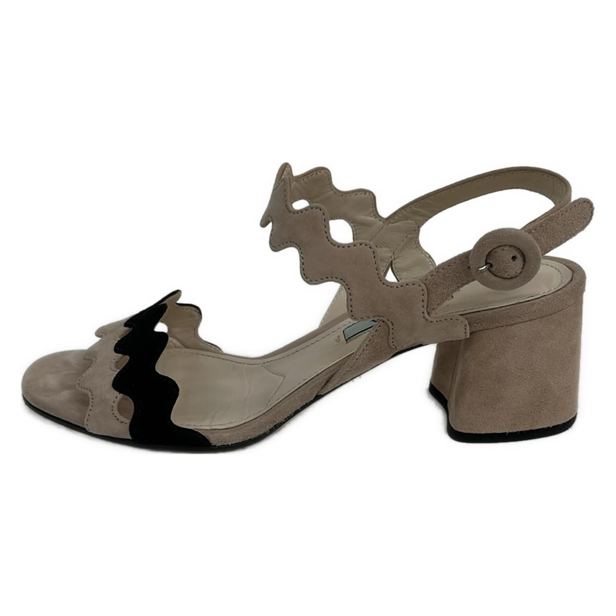 【中古】PRADA(プラダ) サンダル サクラ色ベージュ×黒 靴-サンダル