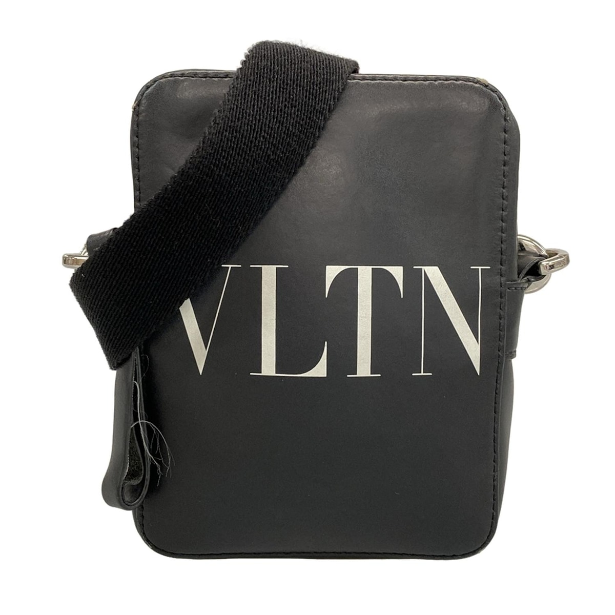 【新着】【中古】VALENTINOGARAVANI(バレンチノガラバーニ) VLTN ショルダーバッグ 赤タグ/ショルダーストラップ着脱可 黒 レザー
