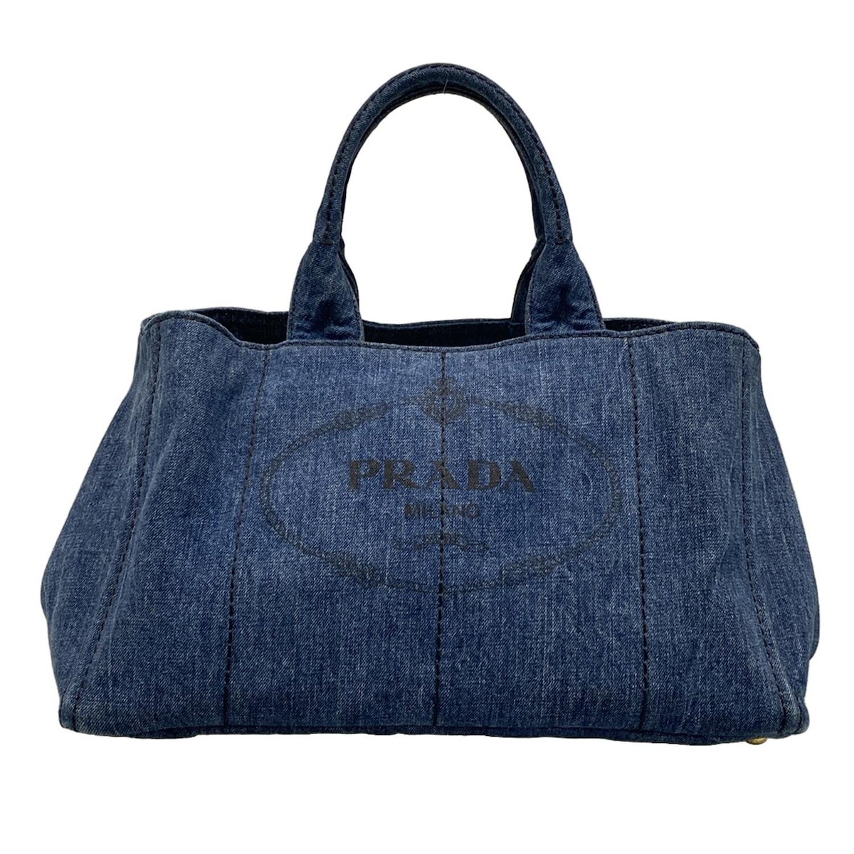 【新着】【中古】PRADA(プラダ) CANAPA トートバッグ ネイビー