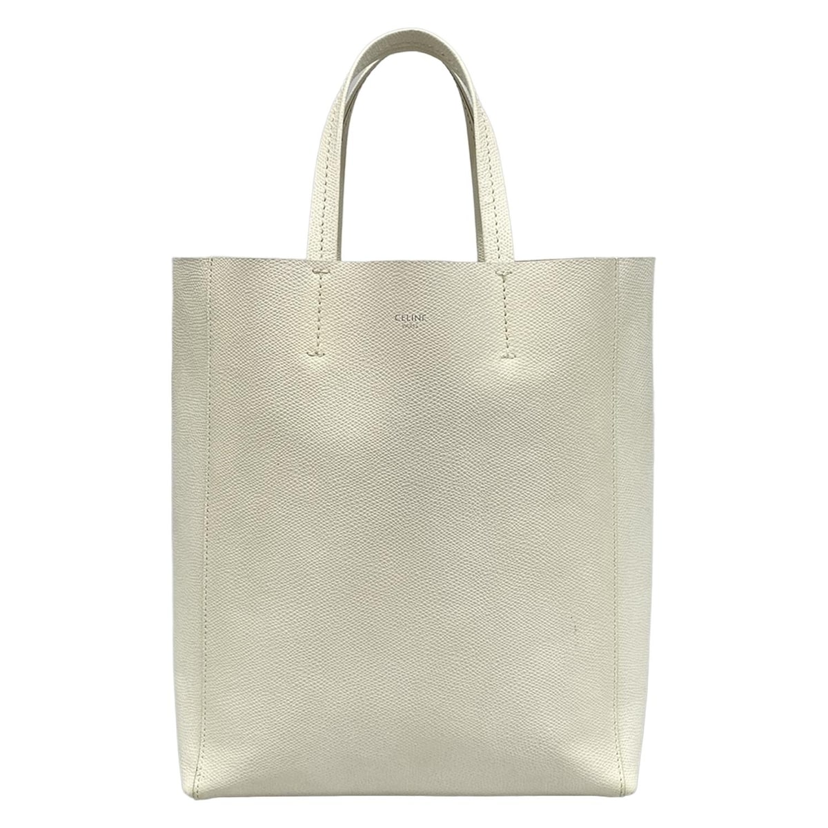 【中古】CELINE(セリーヌ) バーティカルカバスモール トートバッグ 白 レザー