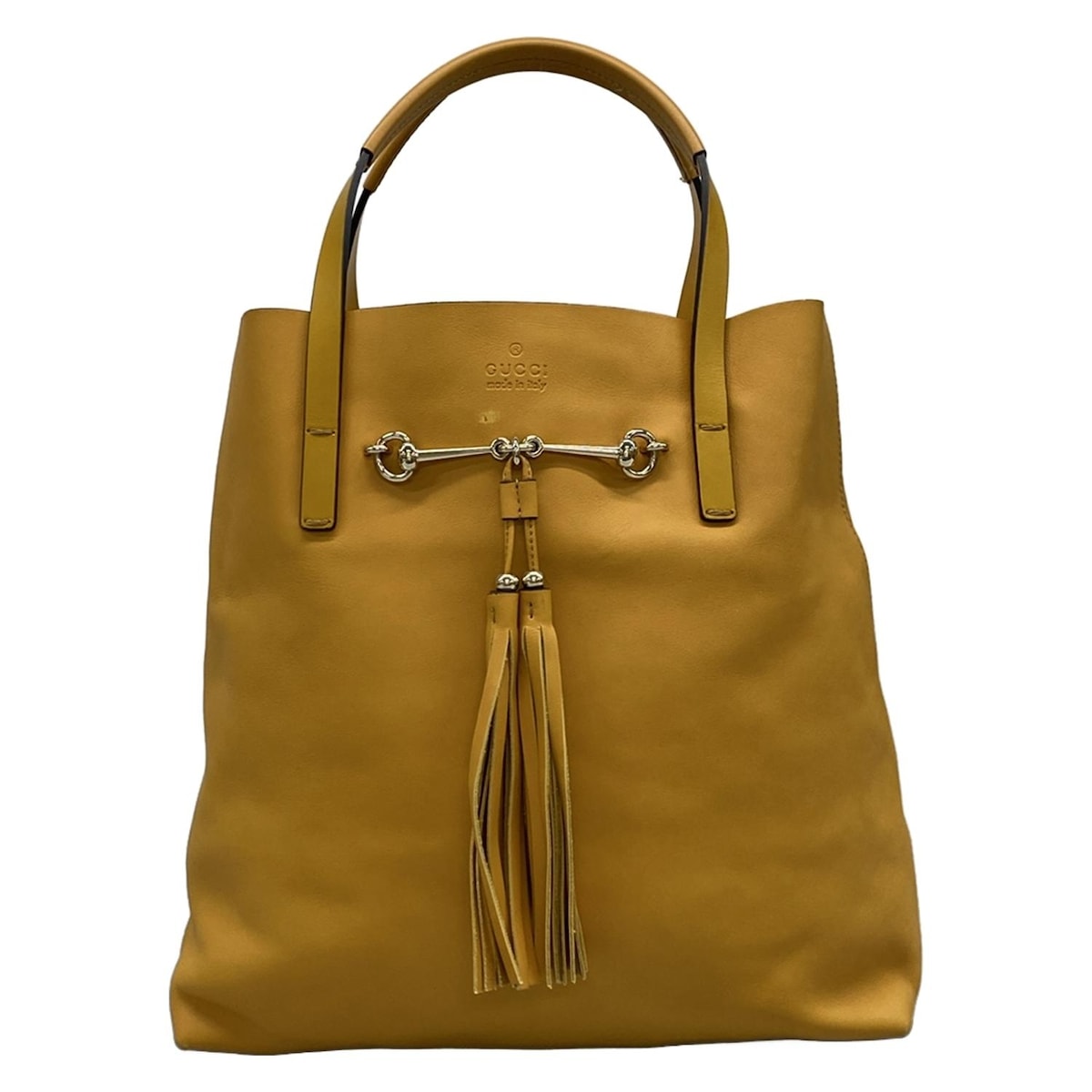 【新着】【中古】GUCCI(グッチ) ホースビット トートバッグ タッセル ダークイエロー レザー