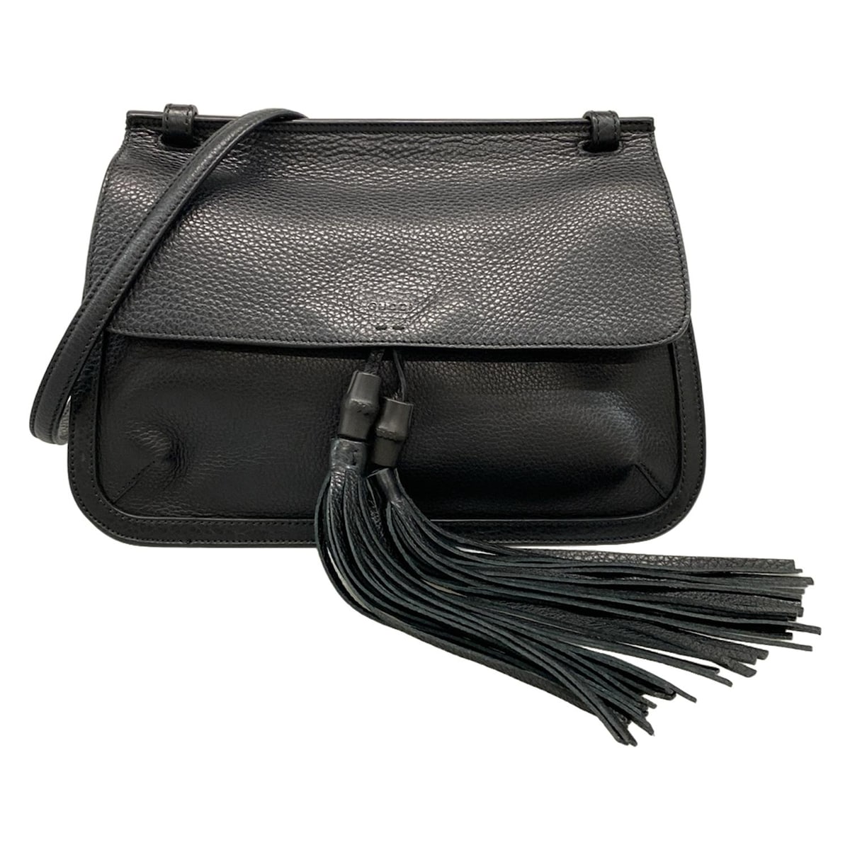 【中古】GUCCI(グッチ) バンブーデイリー ショルダーバッグ 黒 レザー