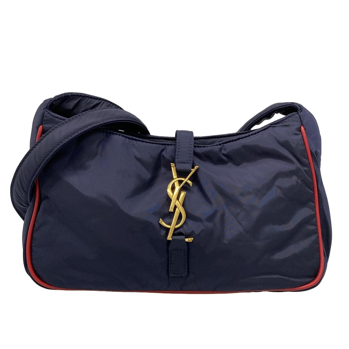 【中古】SAINT LAURENT PARIS(サンローランパリ) サンカセット ショルダーバッグ ネイビー×レッド レザー