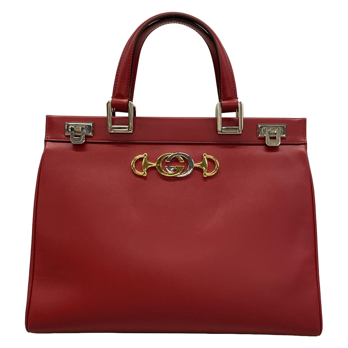 【中古】GUCCI(グッチ) ズゥミ トートバッグ レッド レザー
