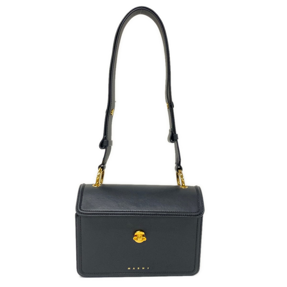 【中古】MARNI(マルニ) ニュービートバッグ ショルダーバッグ 黒&times;ライトブルー&times;マルチ レザー｜ブランディア　店