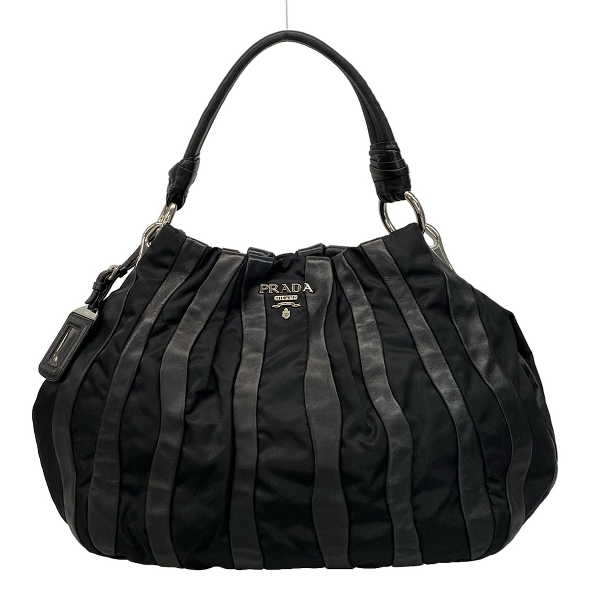 【新着】【中古】PRADA(プラダ) ハンドバッグ 革タグ 黒 レザー