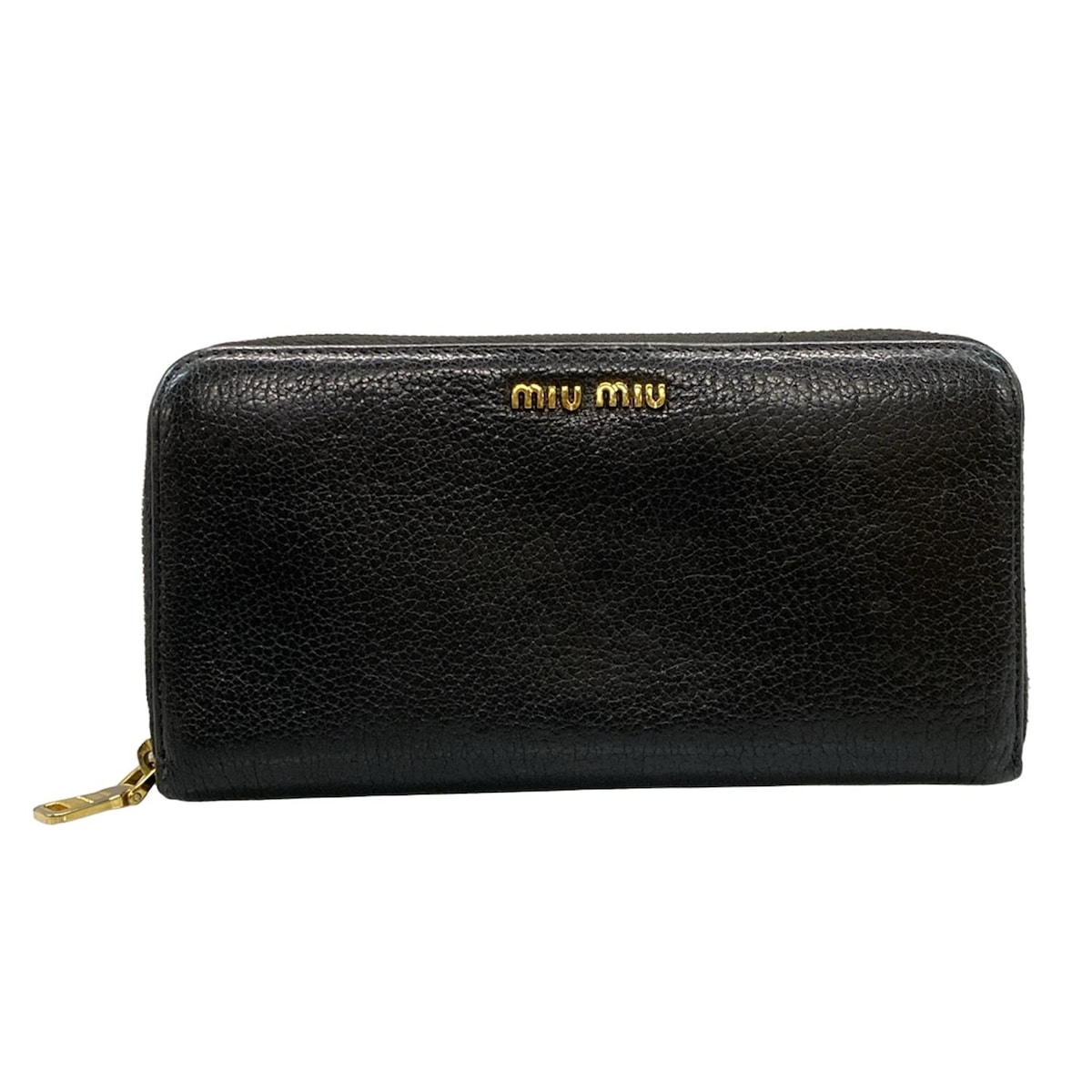 【新着】【中古】miumiu(ミュウミュウ) 長財布 ラウンドファスナー 黒 レザー 17,772円