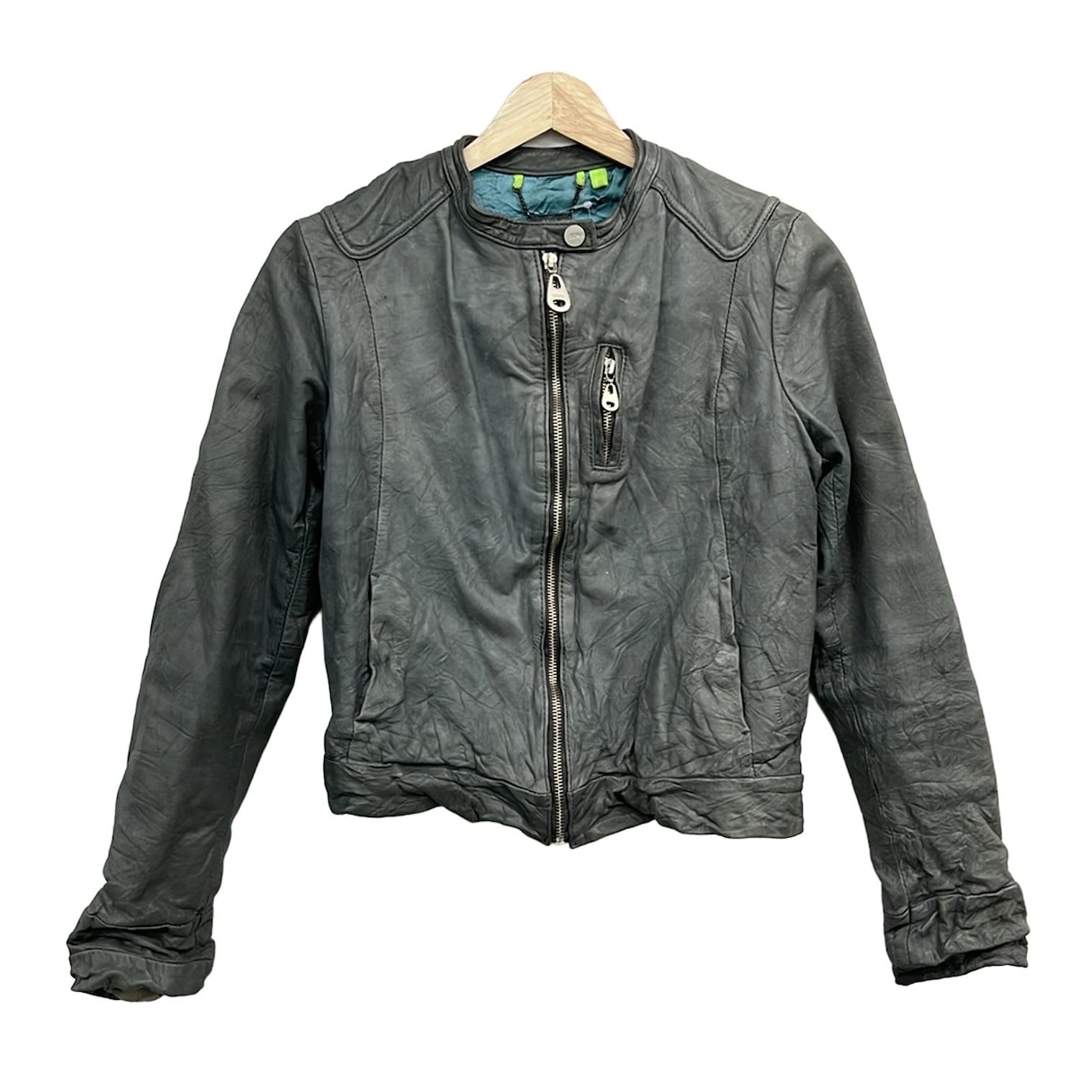 【新着】【中古】DOMA(ドマ) ブルゾン 長袖/レザー/ジップアップ/秋/冬 ダークグレー