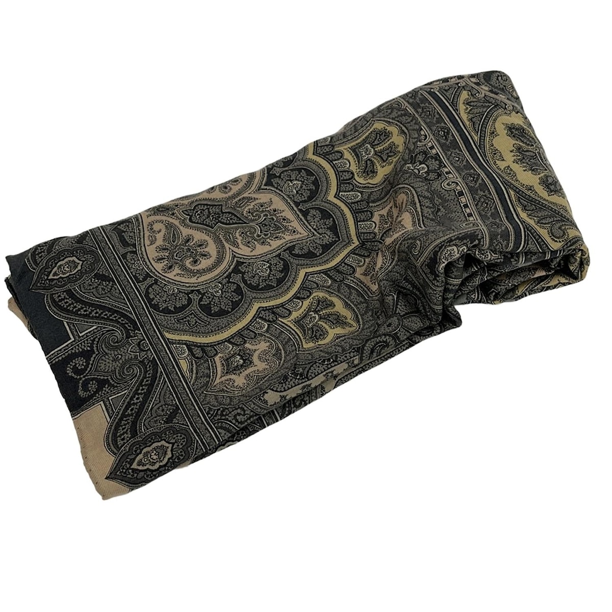 1円 ETRO エトロ ウール70％×シルク30％ ペイズリー柄 大判 ストール