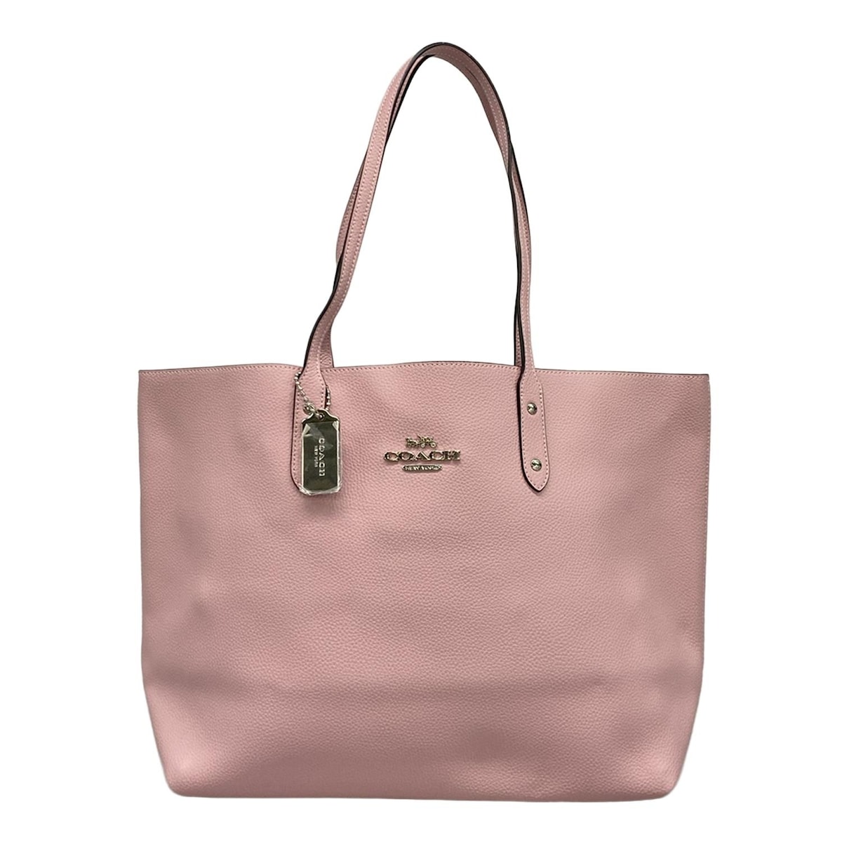 【中古】COACH(コーチ職) タウントート トートバッグ サクラ色 なめし革