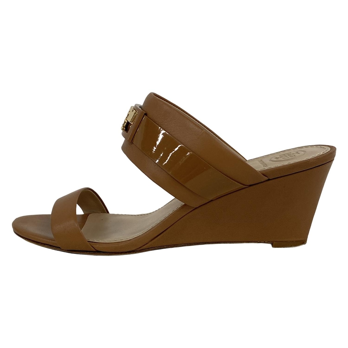 【中古】TORY BURCH(トリーバーチ) ミュール ウェッジソール ライトブラウン レザー