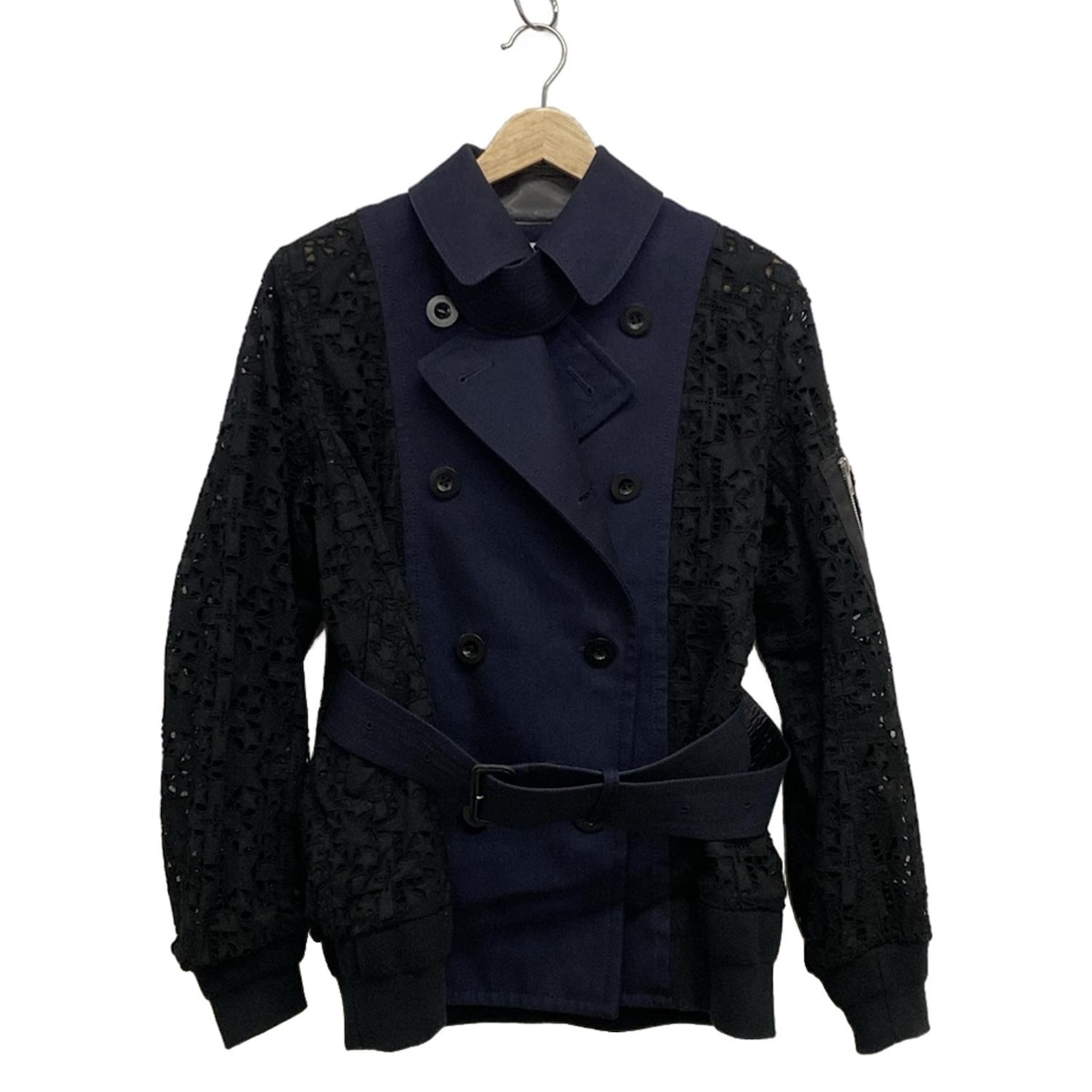 【中古】Sacai(サカイ) ブルゾン 長袖/レース/スター(星)/春/秋 ネイビー×黒