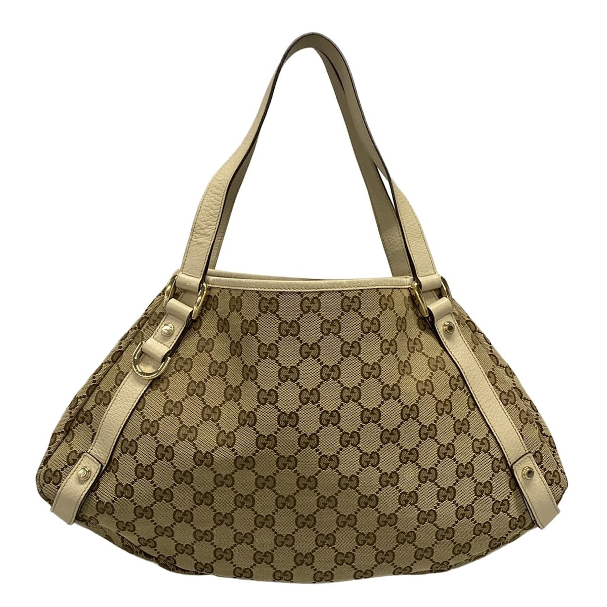 【新着】【中古】GUCCI(グッチ) アビー,GG柄 トートバッグ ベージュ×ダークブラウン×アイボリー レザー