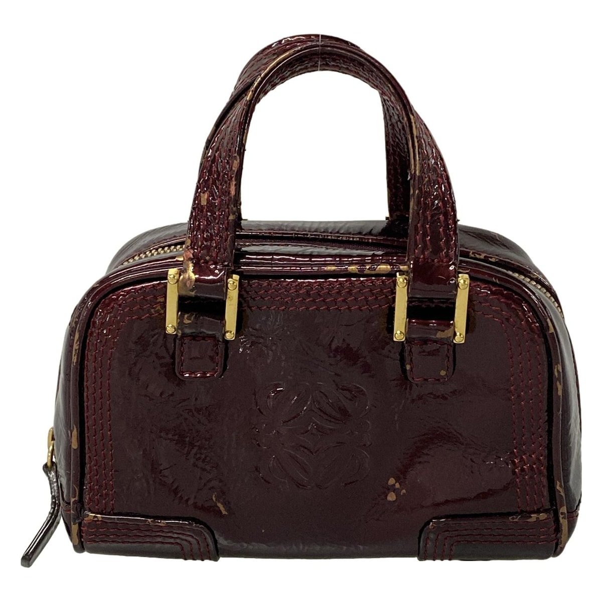 【中古】LOEWE(ロエベ) マイクロミニアマソナ ハンドバッグ キーリング付き ボルドー レザー|ブランディア 店
