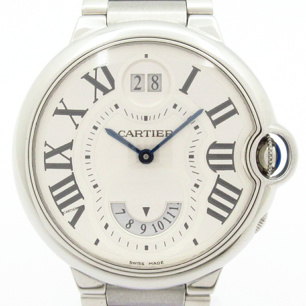 【中古】Cartier(カルティエ) バロンブルービッグデイト2タイムゾーン 腕時計 SS シルバー