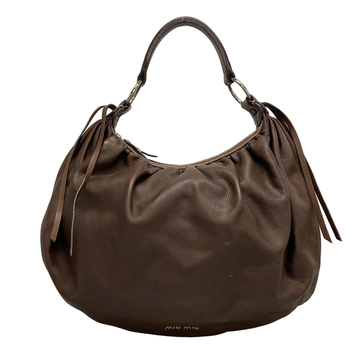 【中古】miumiu(ミュウミュウ) ショルダーバッグ ダークブラウン レザー