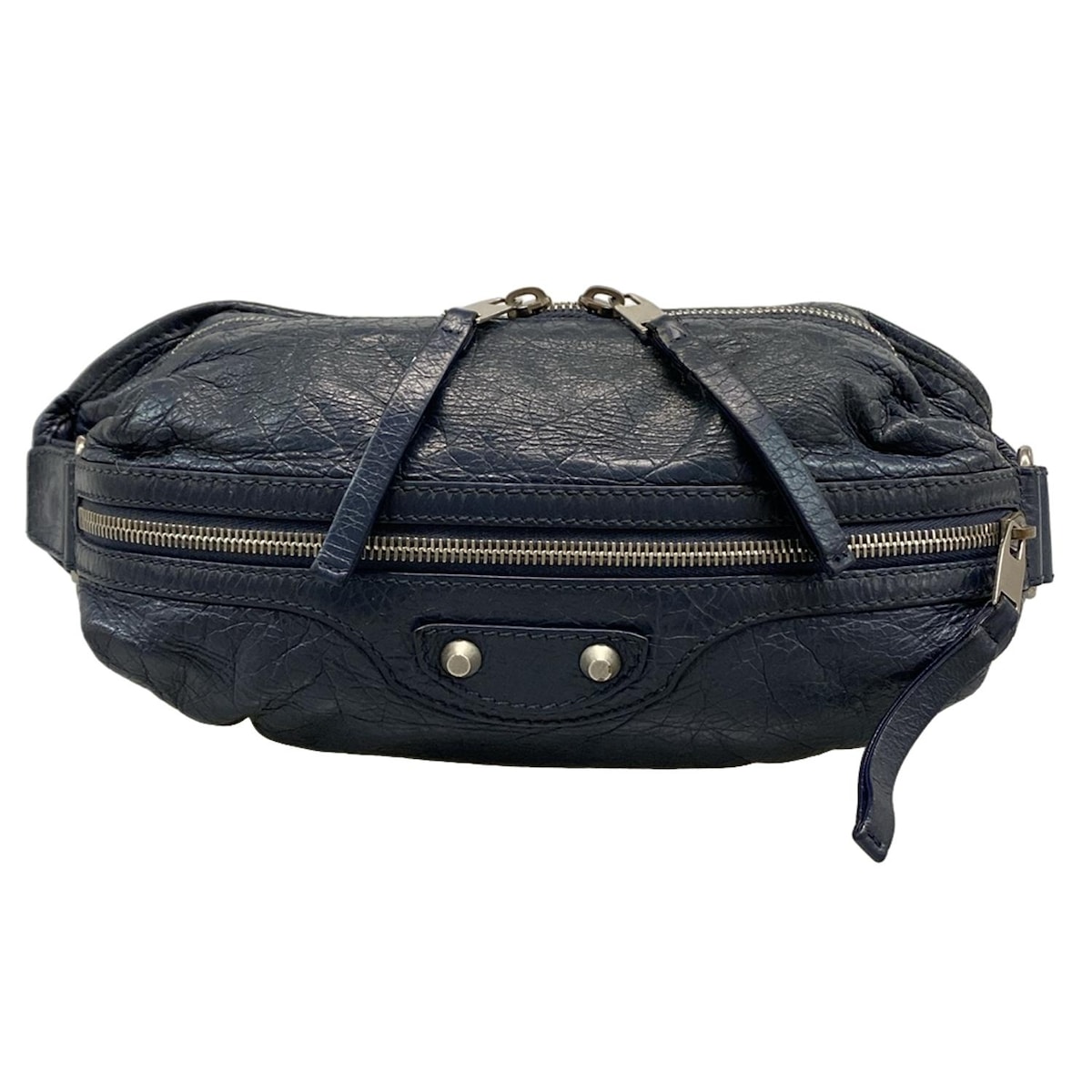 【新着】【中古】BALENCIAGA(バレンシアガ) ウエストポーチ ネイビー レザー