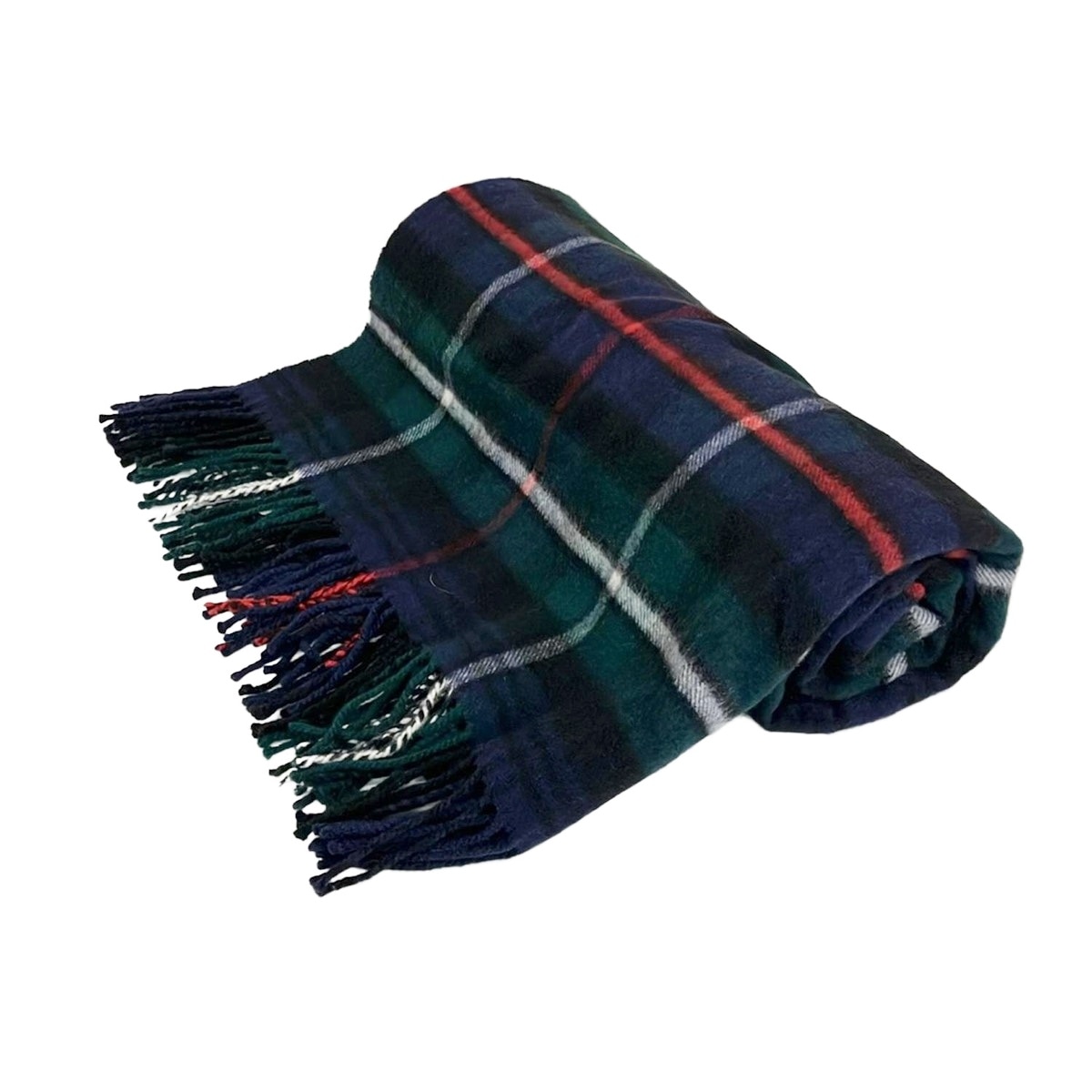 【新着】【中古】johnstons of elgin(ジョンストンズ) ストール(ショール) チェック柄 ダークグリーン×ダークネイビー×マルチ カシミヤ