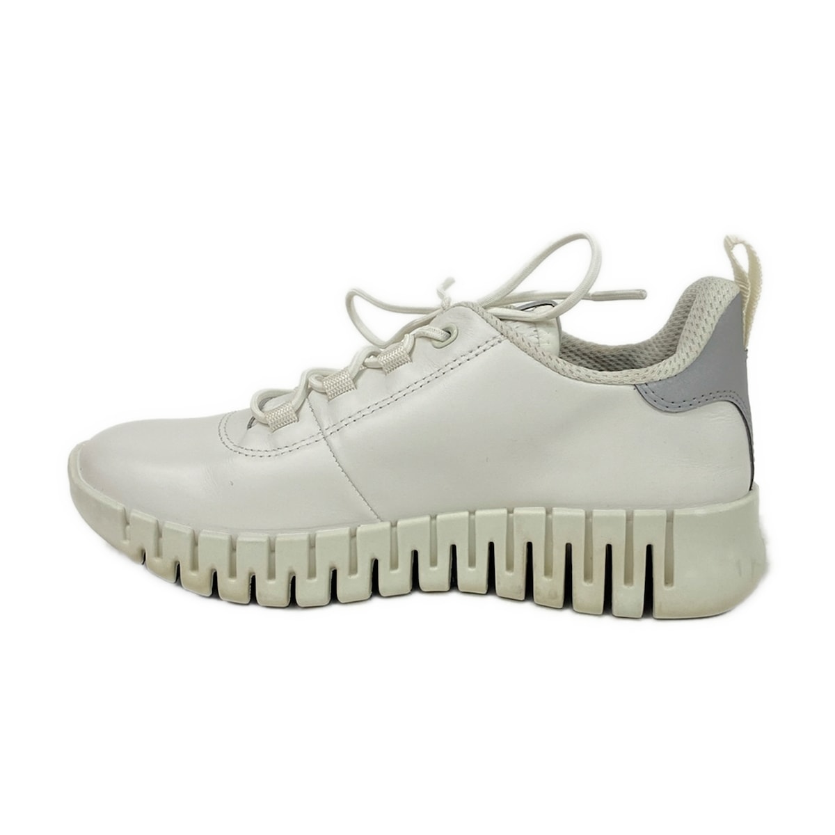 【中古】ECCO(エコー) スニーカー インソール取外し可 白×グレー レザー