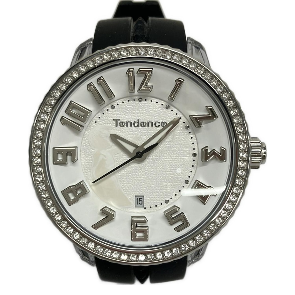 【新着】【中古】TENDENCE(テンデンス) 腕時計 BRANDALISED/ラインストーンベゼル 白
