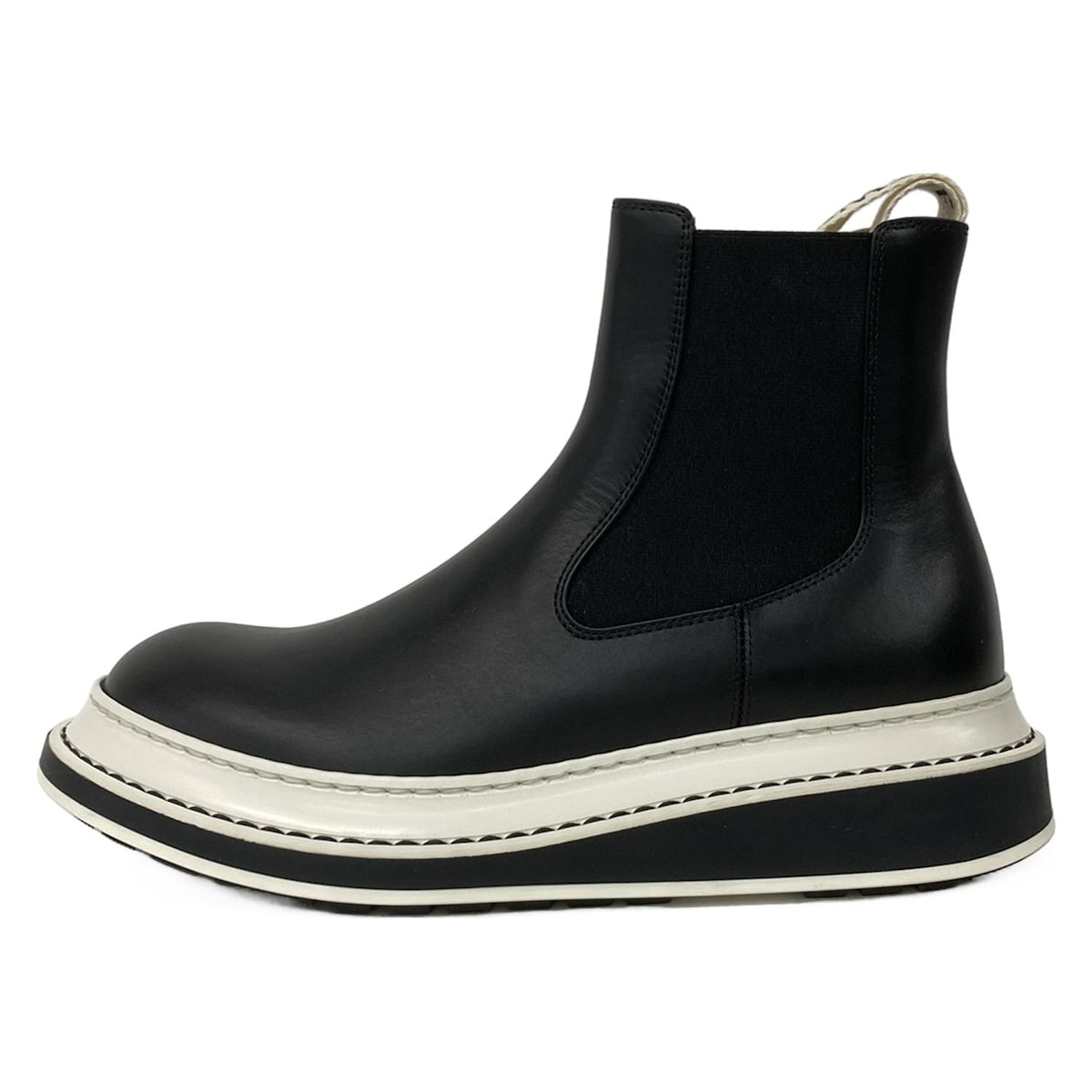 【中古】LOEWE(ロエベ) ショートブーツ サイドゴア 黒×白 レザー