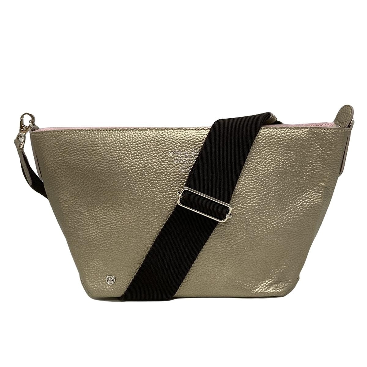 【新着】【中古】AccessoiresDeMademoiselle(ADMJ)(アクセソワ・ドゥ・マドモワゼル) ショルダーバッグ ストラップ着脱可 ゴールド×ダークブラウン レザー